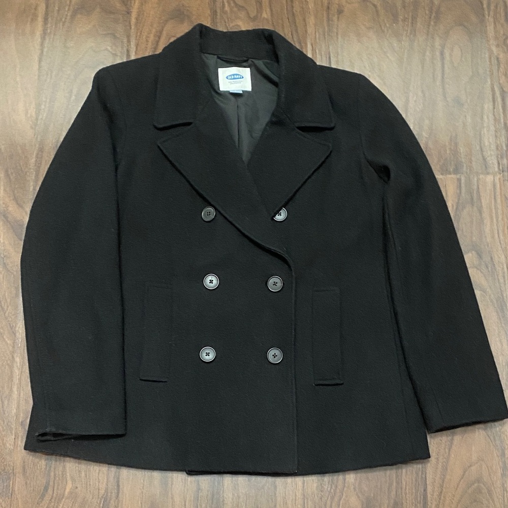 Old Navy Black Double-Breasted Pea Coat